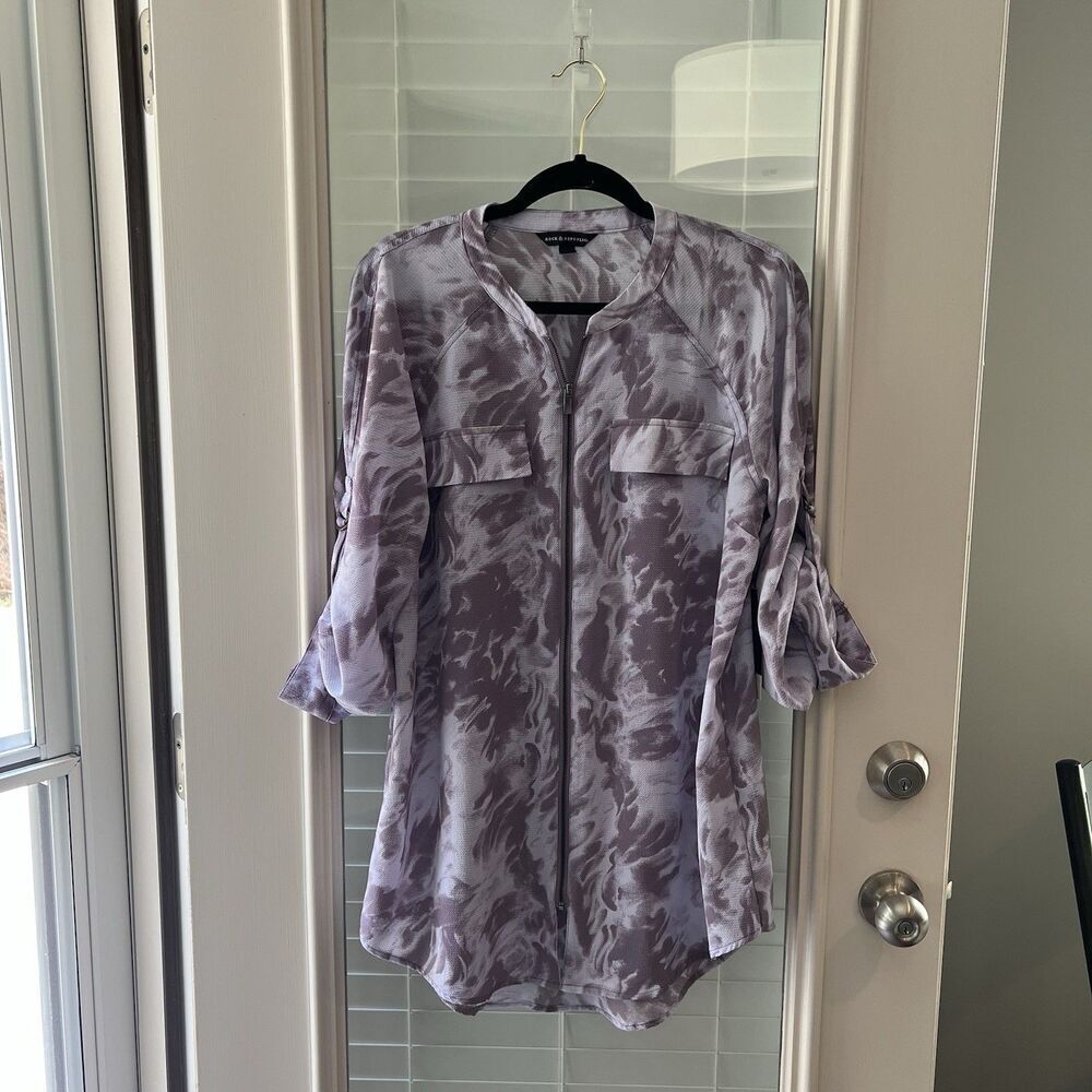 Rock & Republic Tunic Large Blouse Full Zip Artsy
